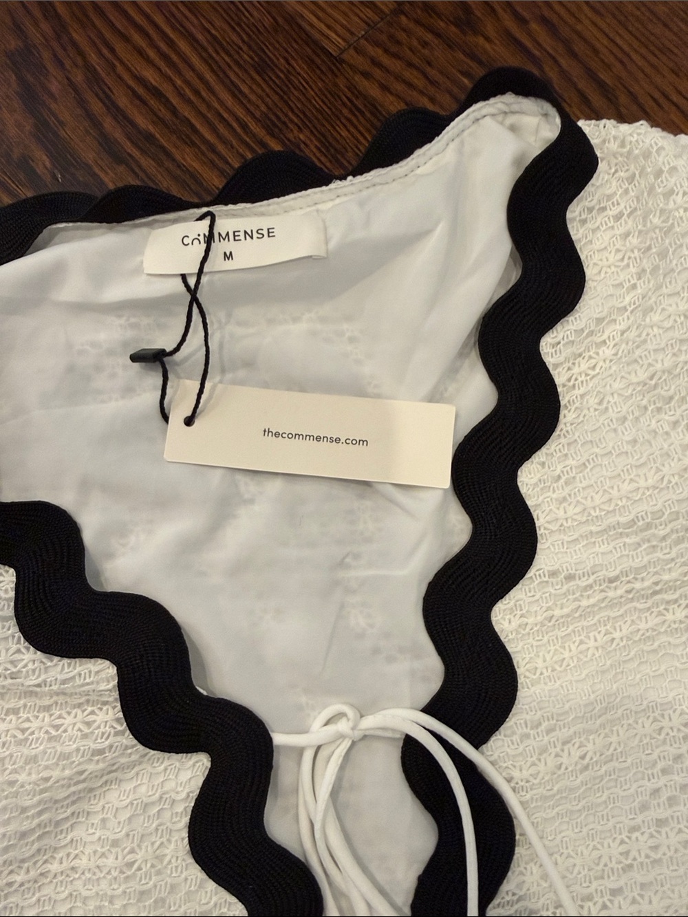 Commense White Knit Top with Black Scalloped Trim and matching shorts - Picture 4 of 4